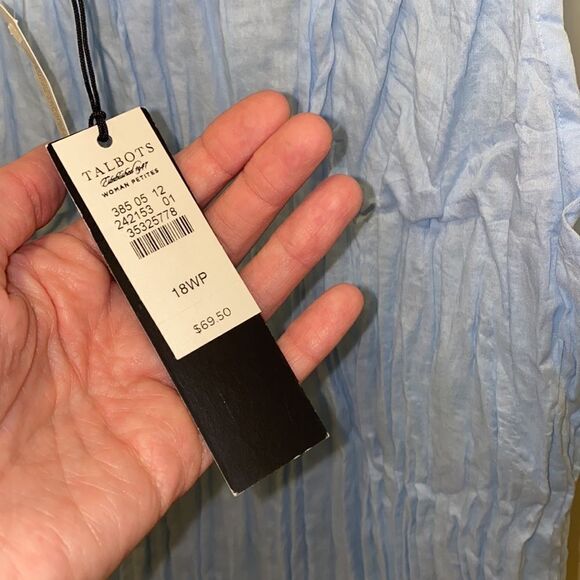 Talbots Petite Multi-Pleated Crinkled Casual Light Blue Tank Shirt Blouse 18P 18 - Picture 8 of 8